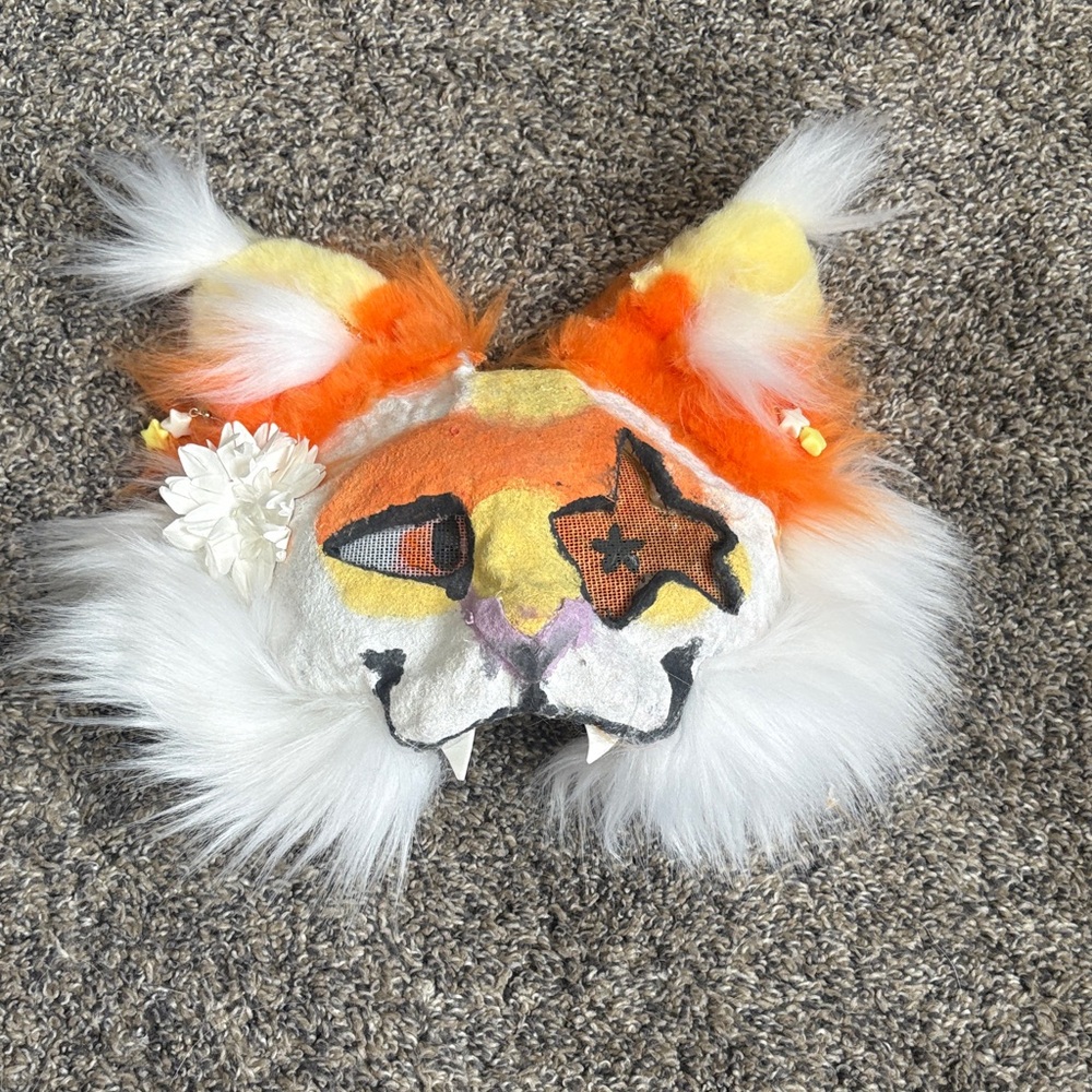Orange and yellow star cat mask